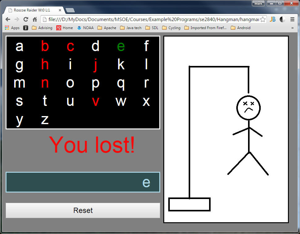 JavaScript Hangman game