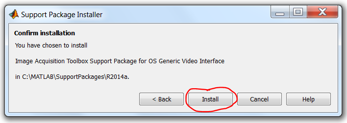Image Acquisition Toolbox Support Package for OS Generic Video Interface in C:\MATLAB\SupportPackages\R2014a.