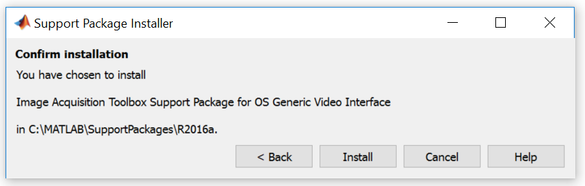 Image Acquisition Toolbox Support Package for OS Generic Video Interface in C:\MATLAB\SupportPackages\R2014a.